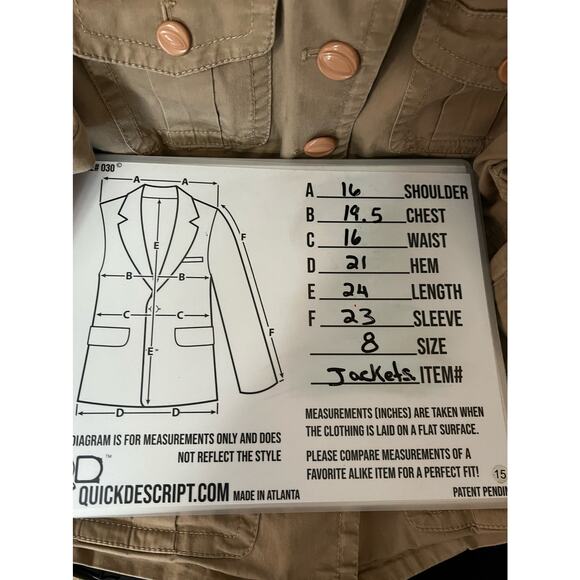 Marc by Marc Jacobs Tan Cotton Blend Blazer - Size 8 - Picture 8 of 13